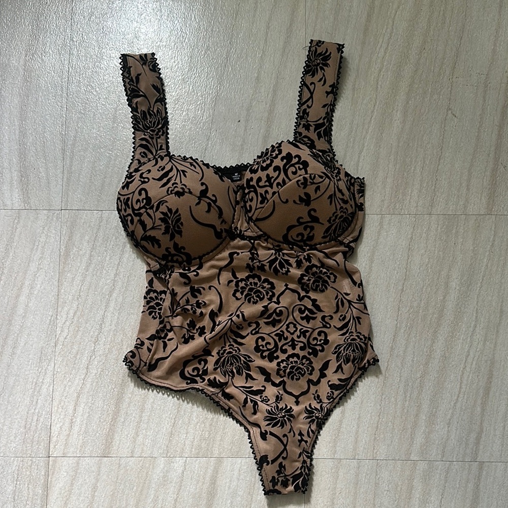 Windsor Black and Tan Floral Bodysuit